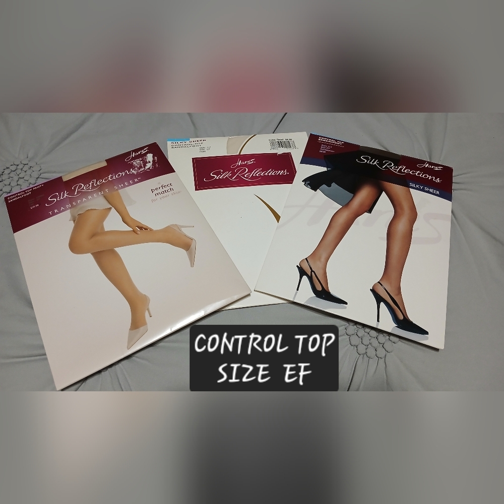 Silky Sheer Control Top Sandalfoot  Pantyhose | Lot of 3 Pair |